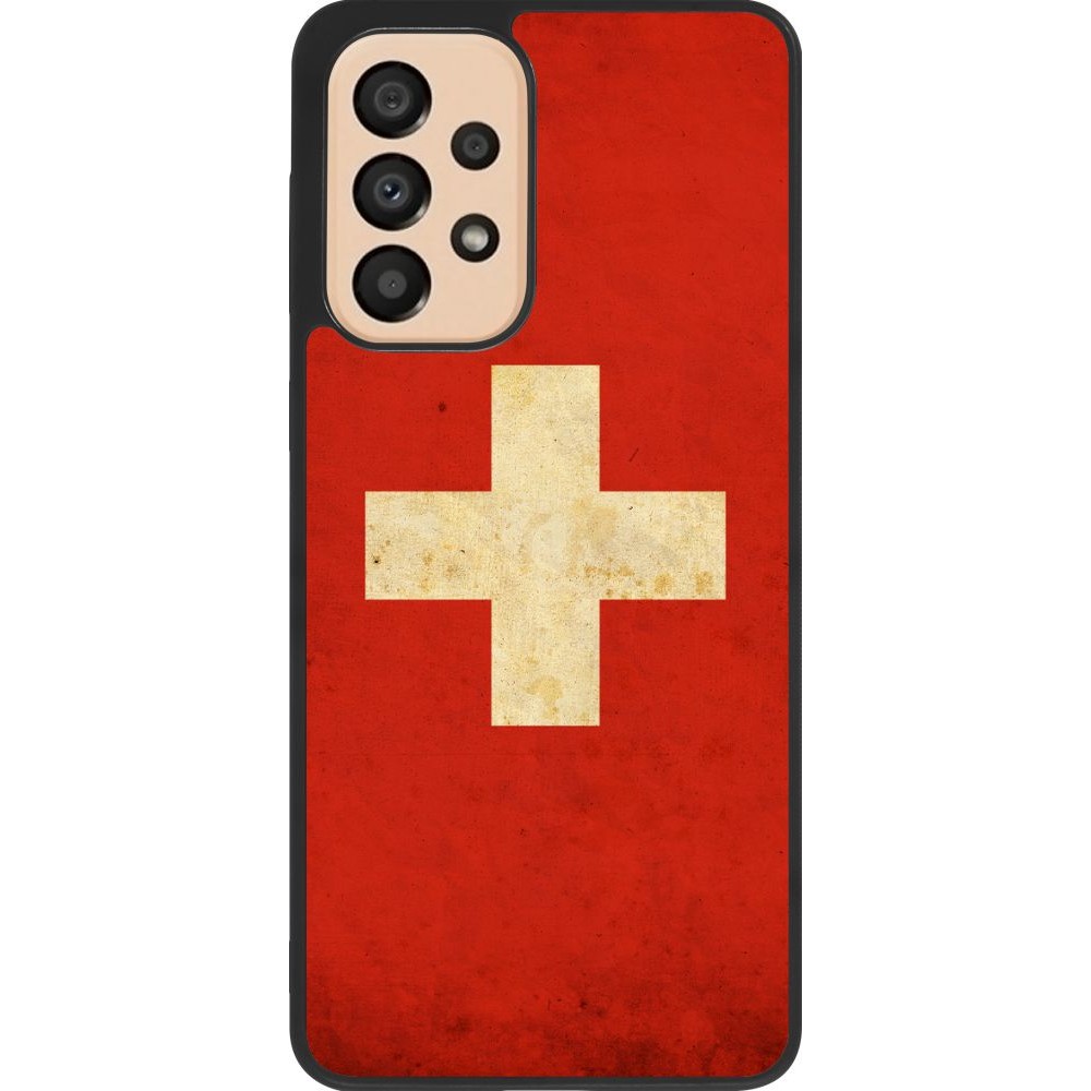 Coque Samsung Galaxy A33 5G - Silicone rigide noir Vintage Flag SWISS