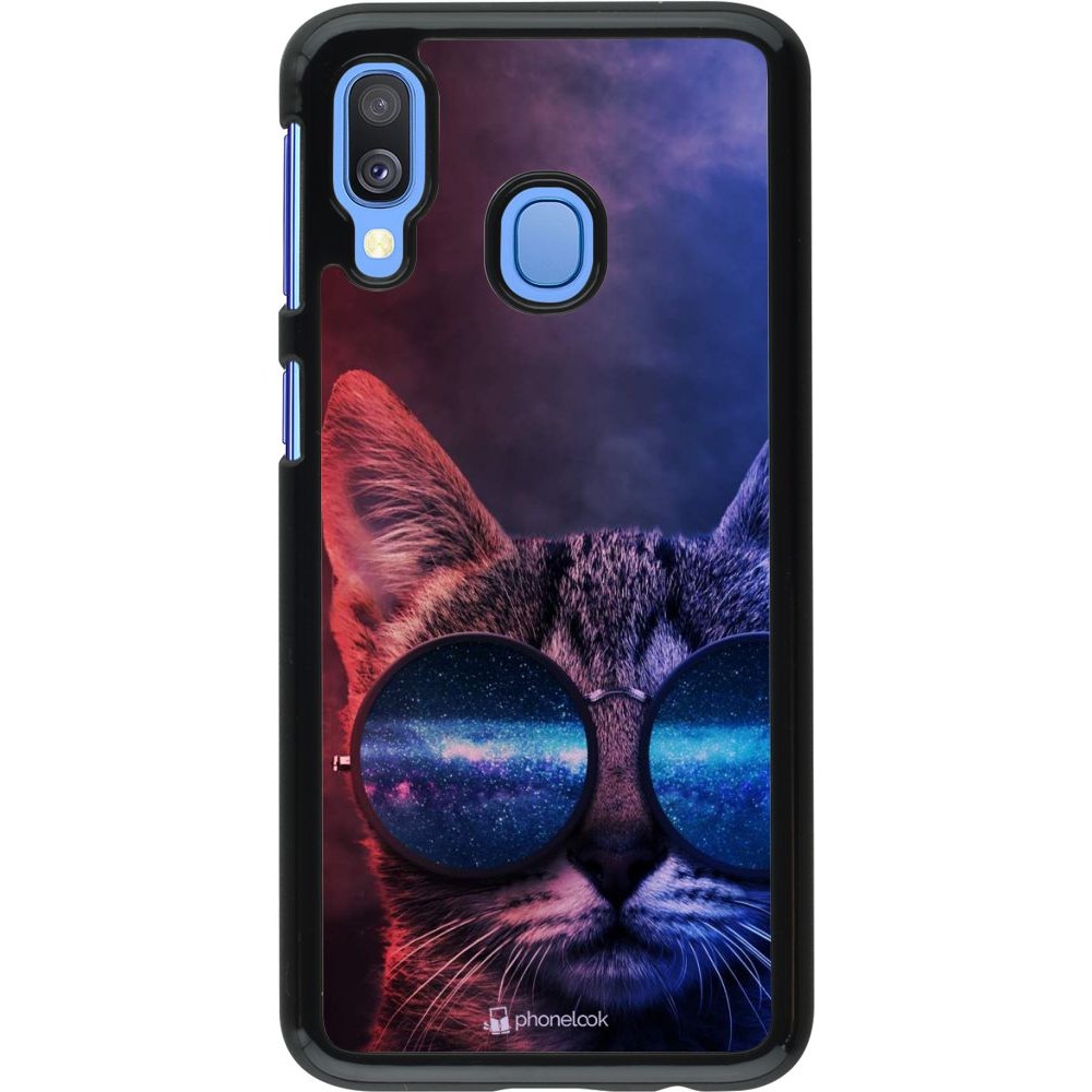 Coque Samsung Galaxy A40 - Red Blue Cat Glasses
