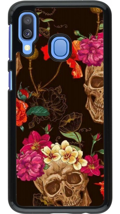 Coque Samsung Galaxy A40 - Skulls and flowers