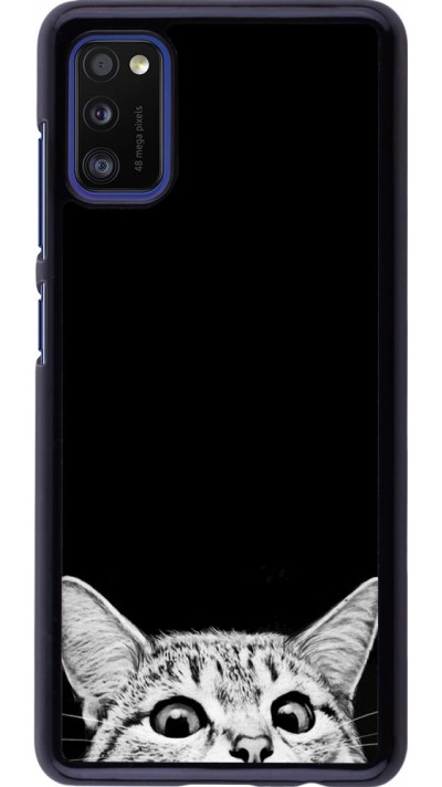 Coque Samsung Galaxy A41 - Cat Looking Up Black
