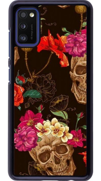 Coque Samsung Galaxy A41 - Skulls and flowers