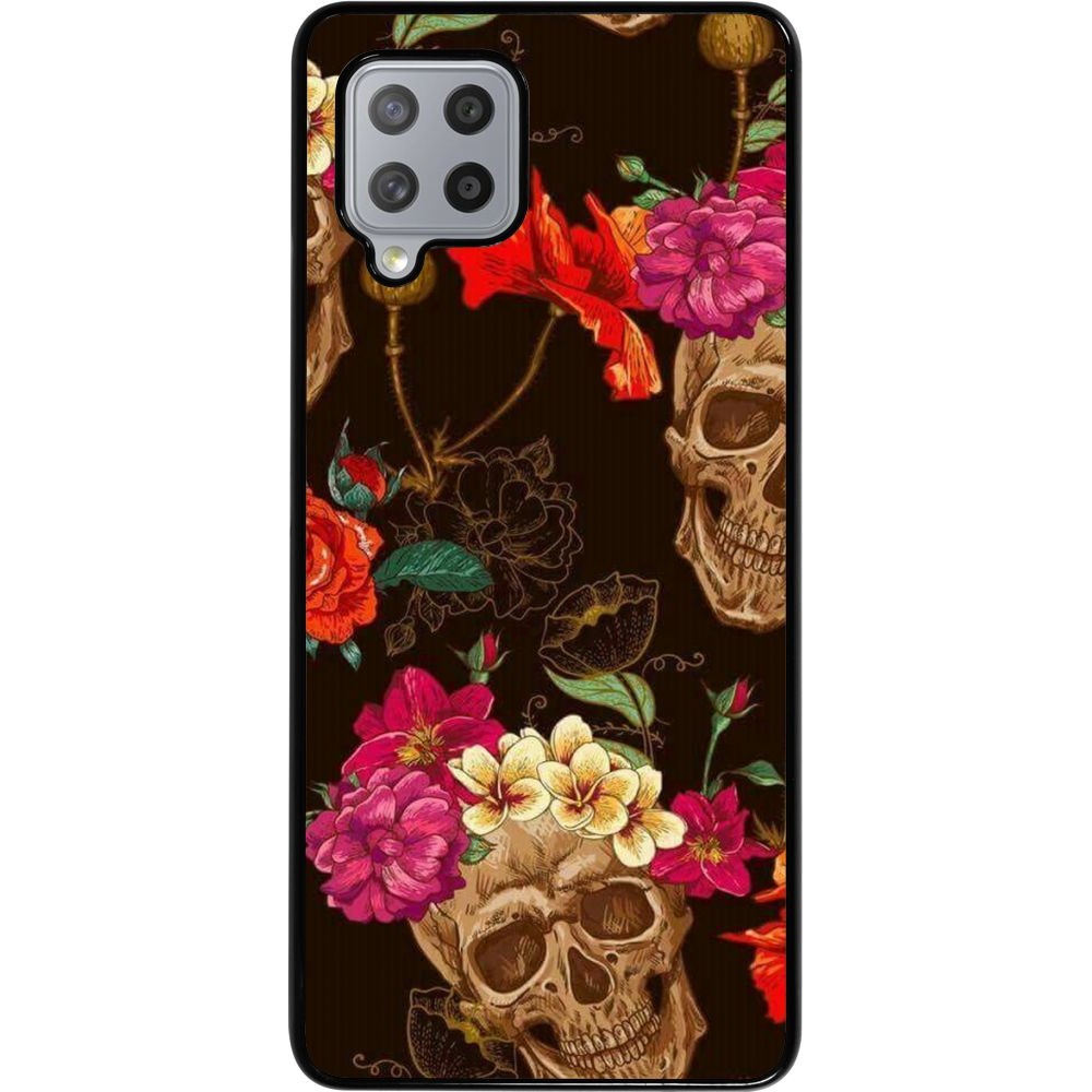 Hülle Samsung Galaxy A42 5G - Skulls and flowers