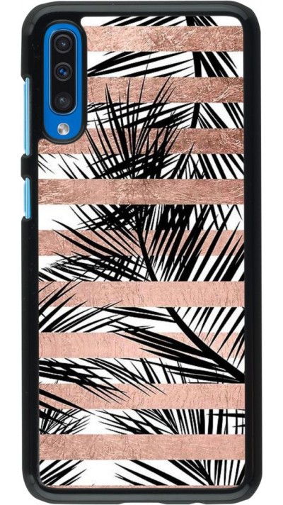 Coque Samsung Galaxy A50 - Palm trees gold stripes