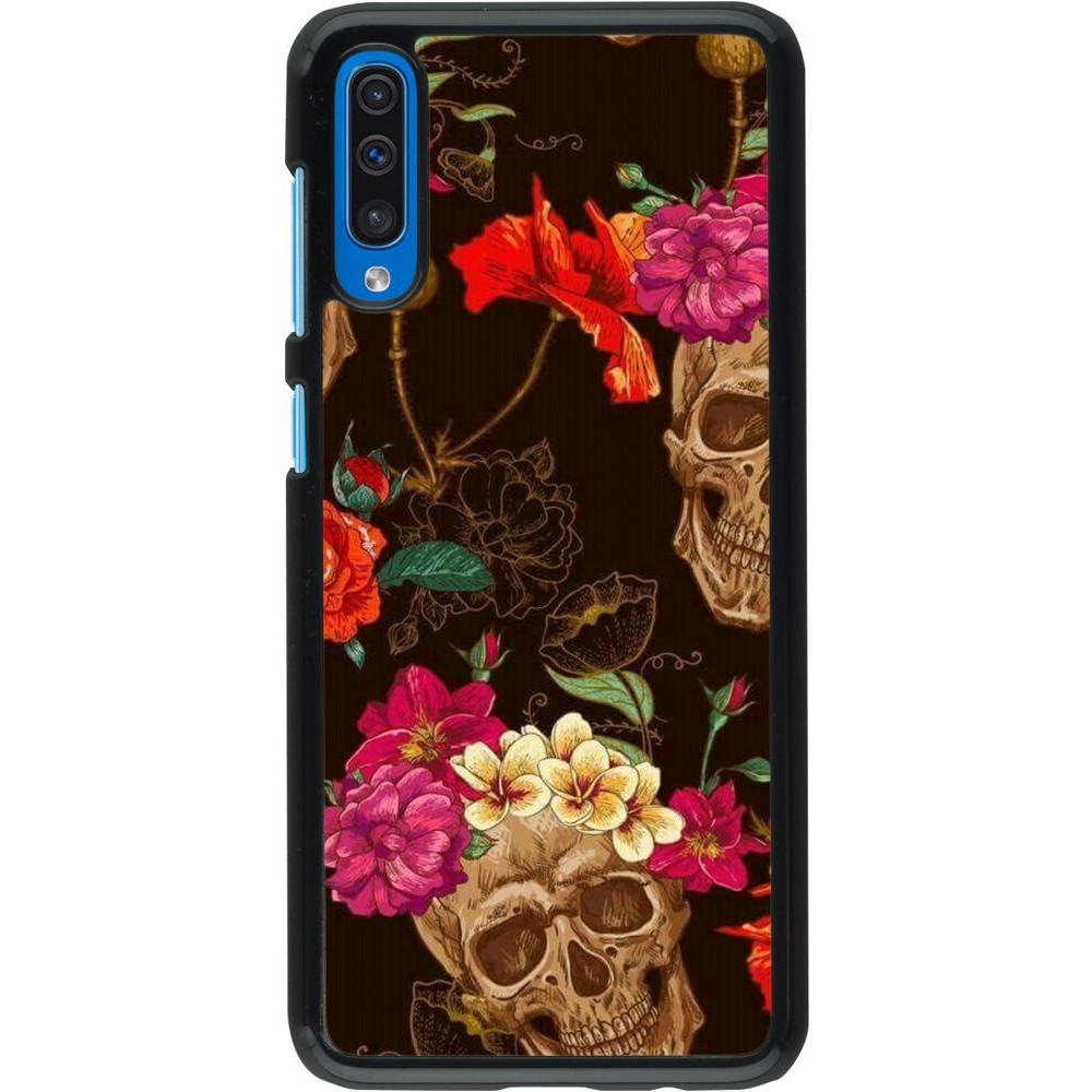 Hülle Samsung Galaxy A50 - Skulls and flowers
