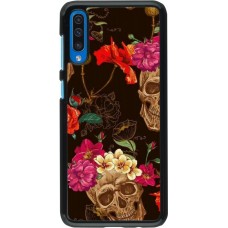 Hülle Samsung Galaxy A50 - Skulls and flowers