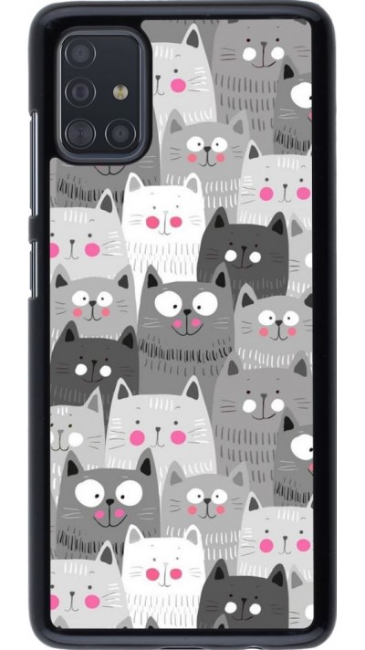 Coque Samsung Galaxy A51 - Chats gris troupeau
