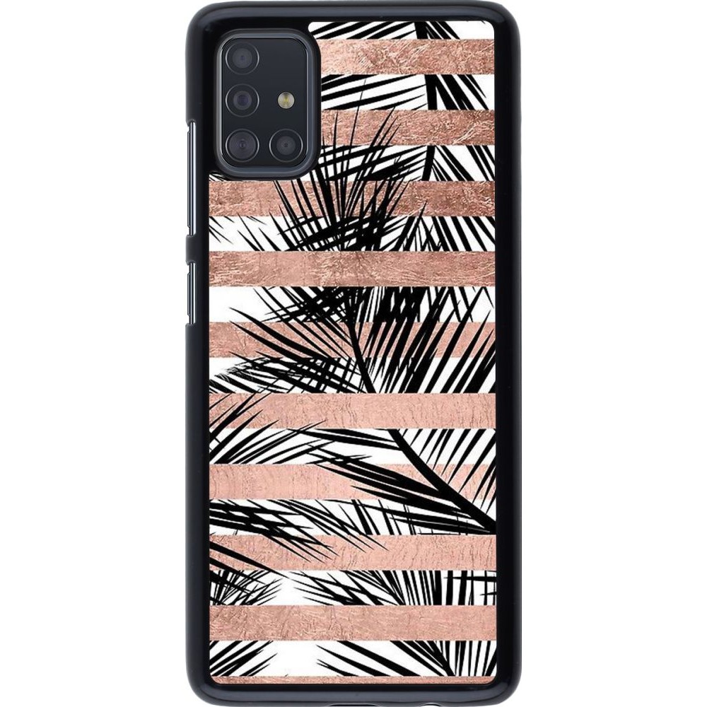 Coque Samsung Galaxy A51 - Palm trees gold stripes