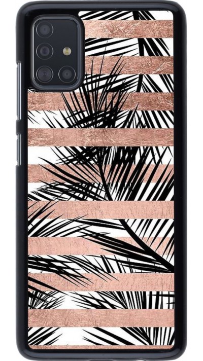 Coque Samsung Galaxy A51 - Palm trees gold stripes