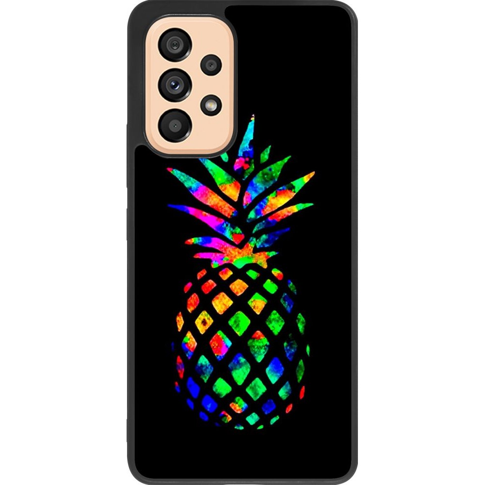 Coque Samsung Galaxy A53 5G - Silicone rigide noir Ananas Multi-colors