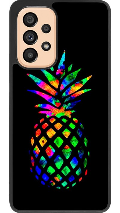 Coque Samsung Galaxy A53 5G - Silicone rigide noir Ananas Multi-colors
