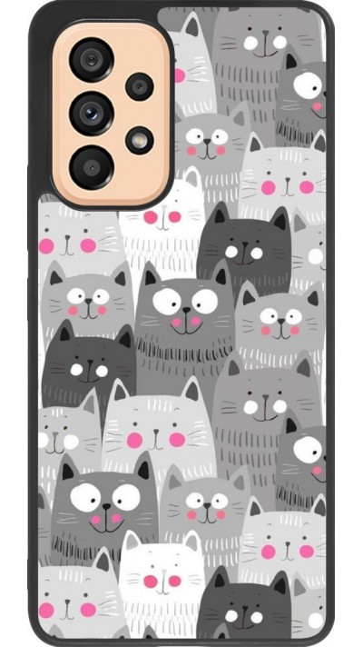 Coque Samsung Galaxy A53 5G - Silicone rigide noir Chats gris troupeau