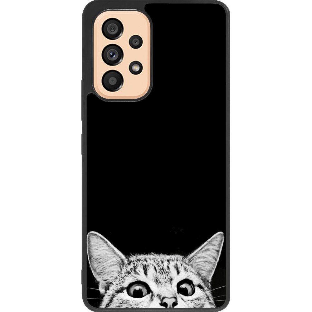 Coque Samsung Galaxy A53 5G - Silicone rigide noir Cat Looking Up Black