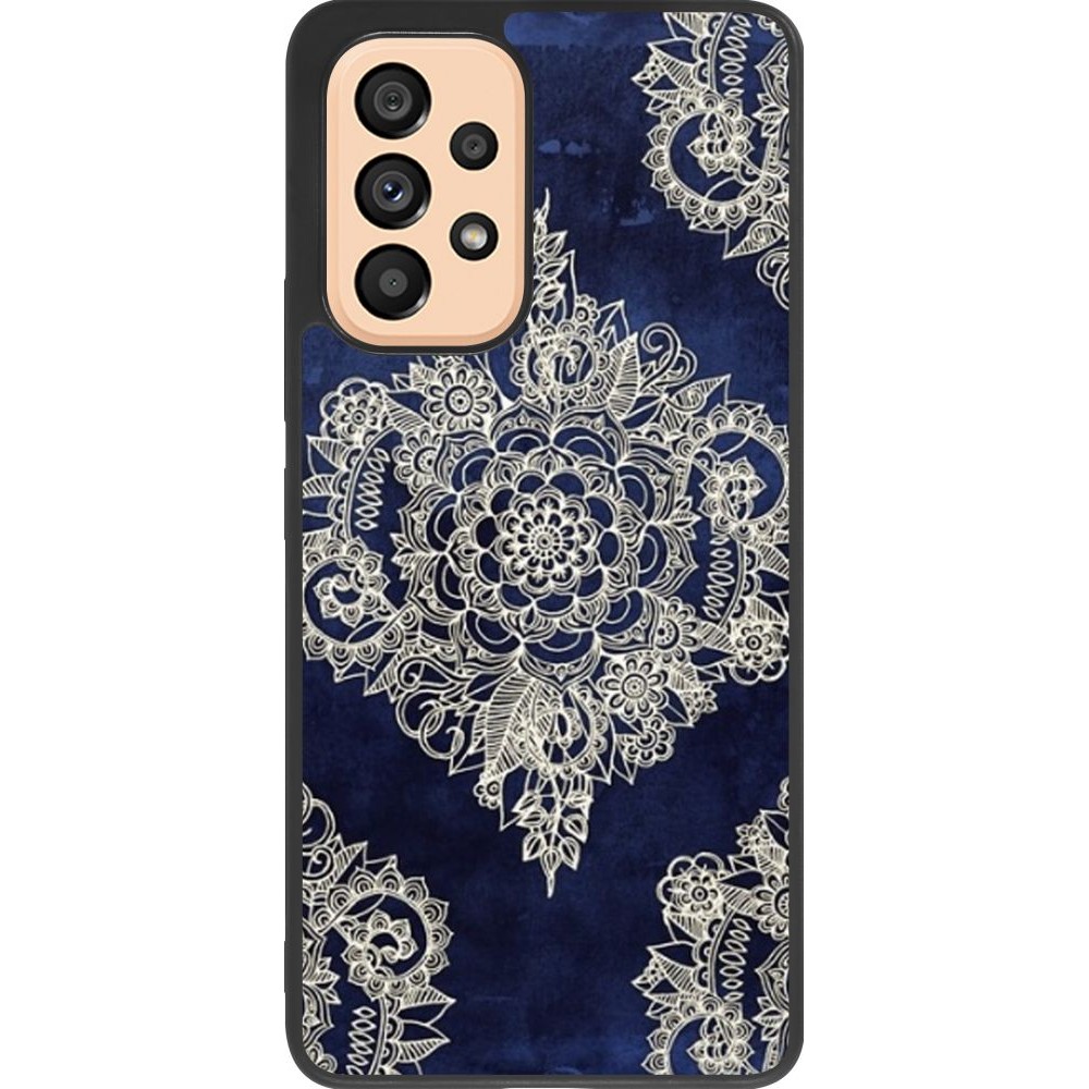 Coque Samsung Galaxy A53 5G - Silicone rigide noir Cream Flower Moroccan