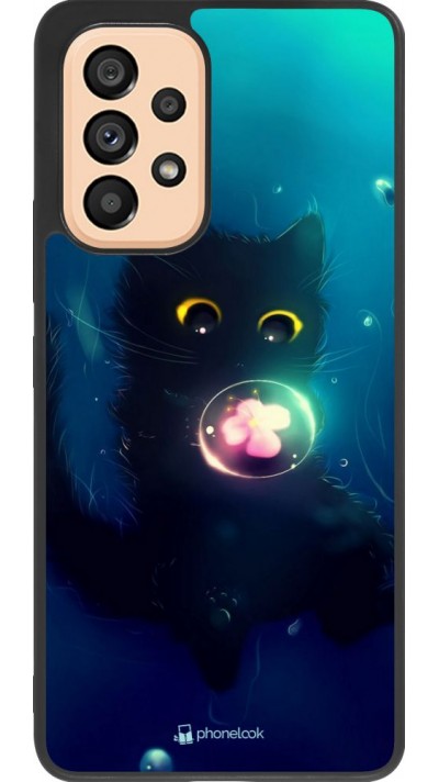 Coque Samsung Galaxy A53 5G - Silicone rigide noir Cute Cat Bubble