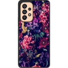 Coque Samsung Galaxy A53 5G - Silicone rigide noir Flowers Dark