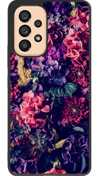 Coque Samsung Galaxy A53 5G - Silicone rigide noir Flowers Dark