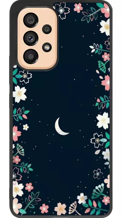 Coque Samsung Galaxy A53 5G - Silicone rigide noir Flowers space