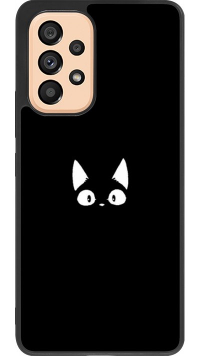 Coque Samsung Galaxy A53 5G - Silicone rigide noir Funny cat on black