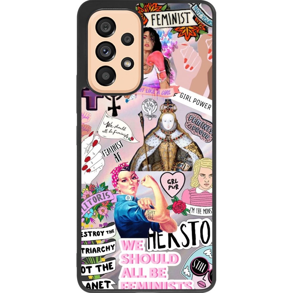 Coque Samsung Galaxy A53 5G - Silicone rigide noir Girl Power Collage