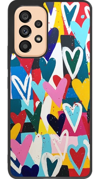Coque Samsung Galaxy A53 5G - Silicone rigide noir Joyful Hearts