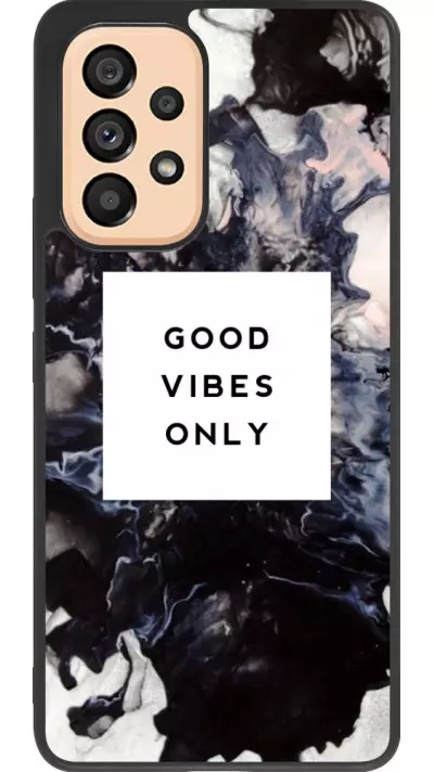 Coque Samsung Galaxy A53 5G - Silicone rigide noir Marble Good Vibes Only