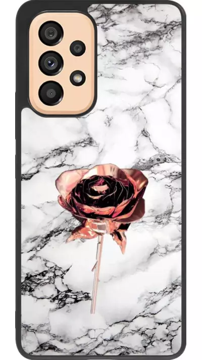 Coque Samsung Galaxy A53 5G - Silicone rigide noir Marble Rose Gold