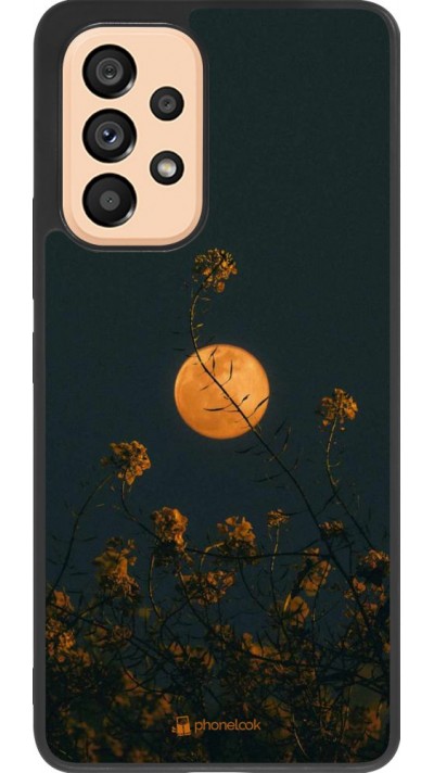 Coque Samsung Galaxy A53 5G - Silicone rigide noir Moon Flowers