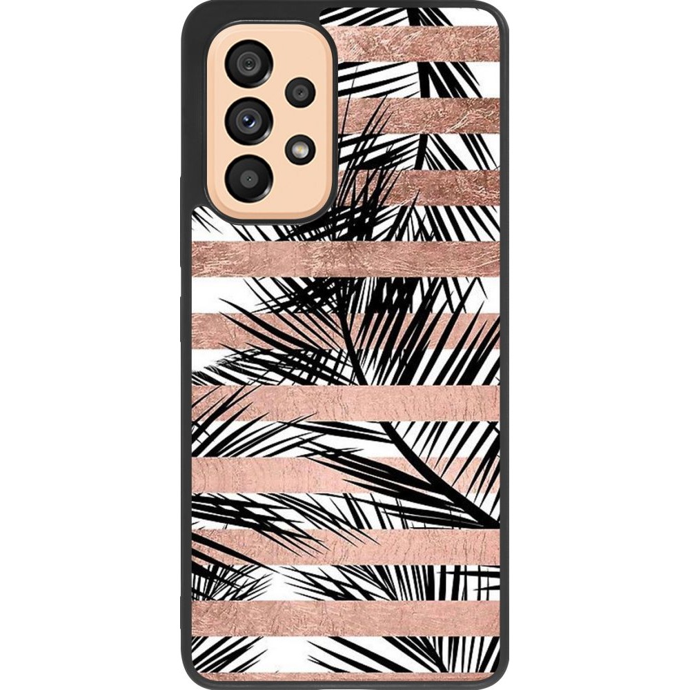 Hülle Samsung Galaxy A53 5G - Silikon schwarz Palm trees gold stripes