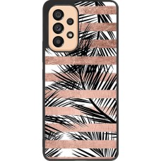 Coque Samsung Galaxy A53 5G - Silicone rigide noir Palm trees gold stripes