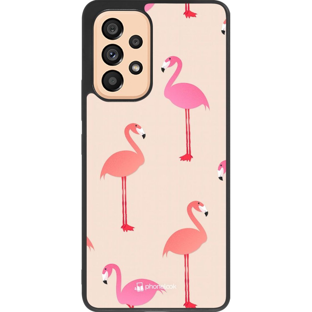Hülle Samsung Galaxy A53 5G - Silikon schwarz Pink Flamingos Pattern