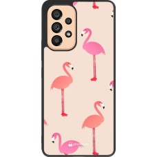 Coque Samsung Galaxy A53 5G - Silicone rigide noir Pink Flamingos Pattern