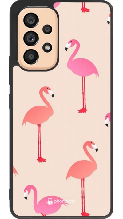 Hülle Samsung Galaxy A53 5G - Silikon schwarz Pink Flamingos Pattern