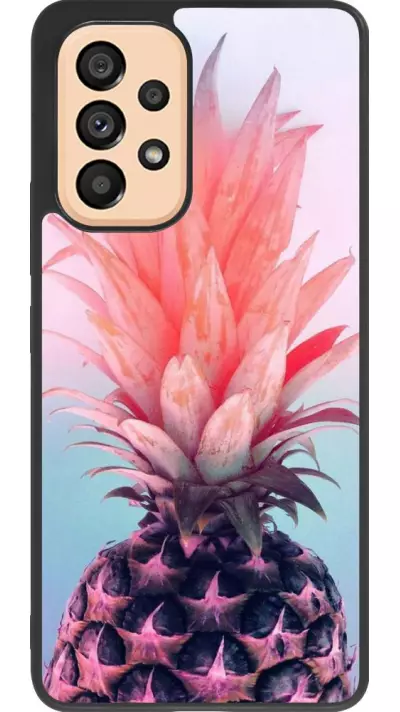 Coque Samsung Galaxy A53 5G - Silicone rigide noir Purple Pink Pineapple