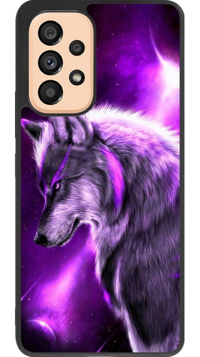 Coque Samsung Galaxy A53 5G - Silicone rigide noir Purple Sky Wolf