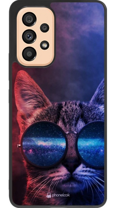 Coque Samsung Galaxy A53 5G - Silicone rigide noir Red Blue Cat Glasses