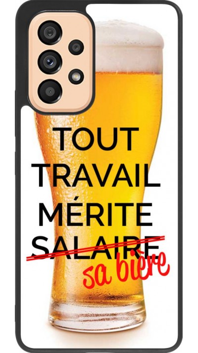 Coque Samsung Galaxy A53 5G - Silicone rigide noir Tout travail mérite sa bière