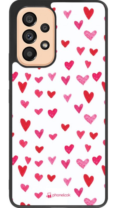 Coque Samsung Galaxy A53 5G - Silicone rigide noir Valentine 2022 Many pink hearts