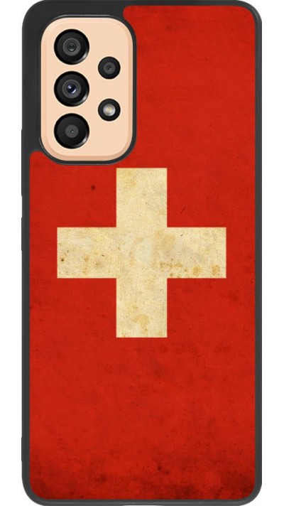 Hülle Samsung Galaxy A53 5G - Silikon schwarz Vintage Flag SWISS