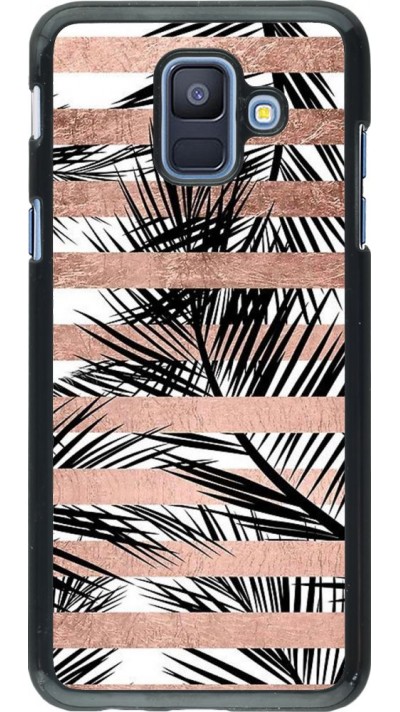 Coque Samsung Galaxy A6 - Palm trees gold stripes
