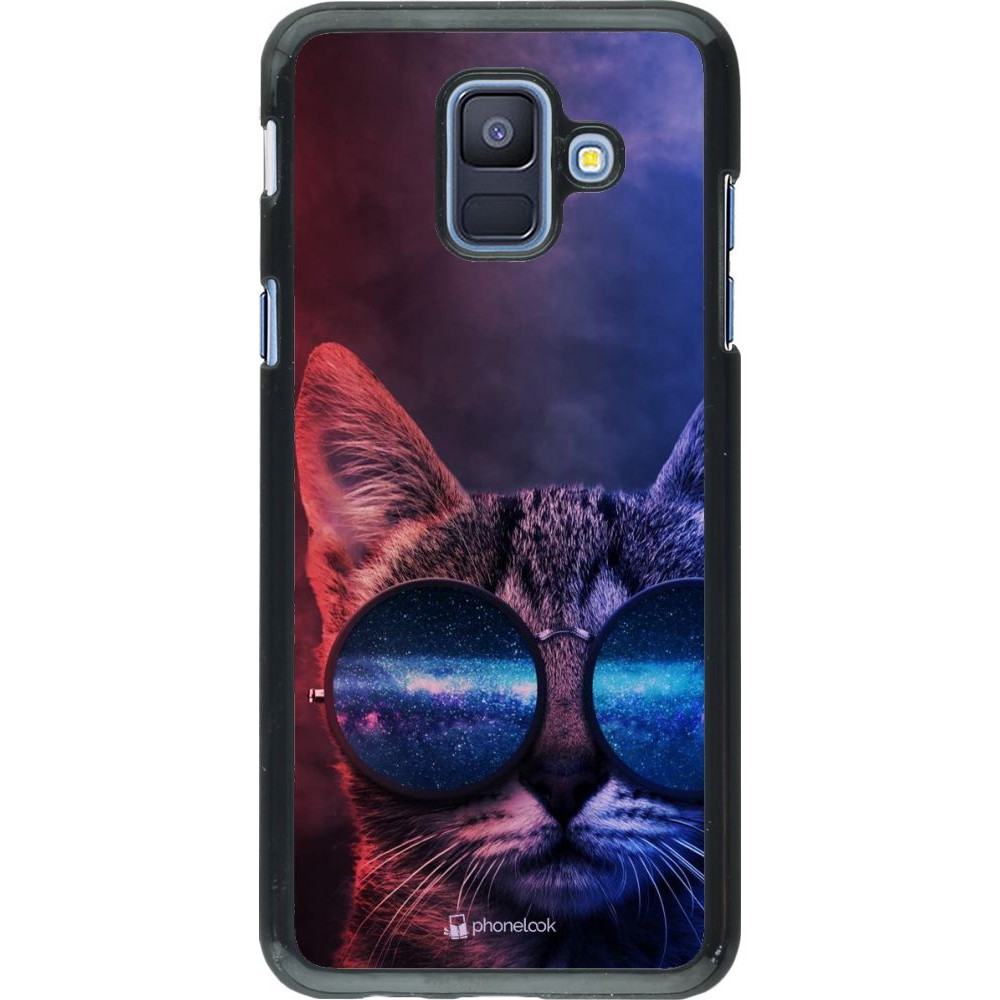 Coque Samsung Galaxy A6 - Red Blue Cat Glasses