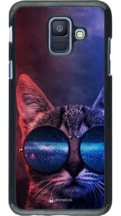 Coque Samsung Galaxy A6 - Red Blue Cat Glasses