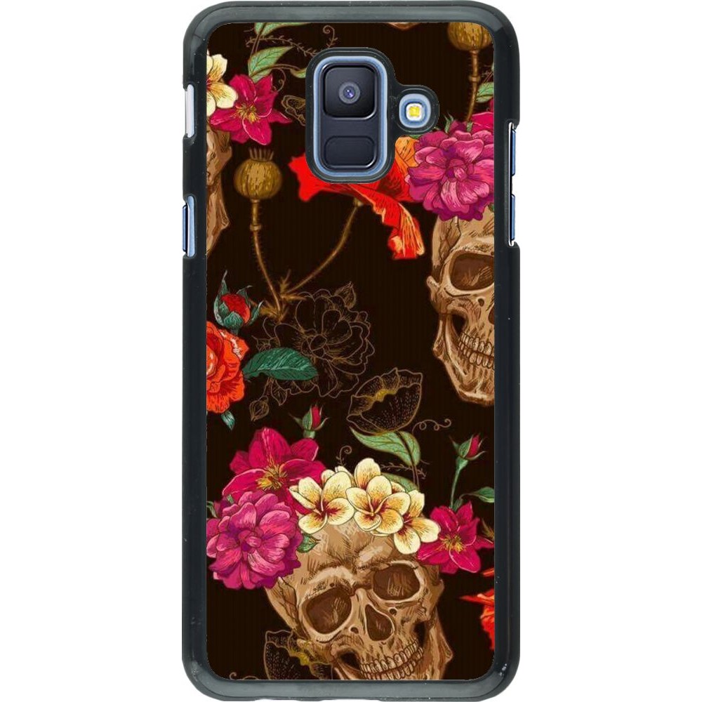 Hülle Samsung Galaxy A6 - Skulls and flowers