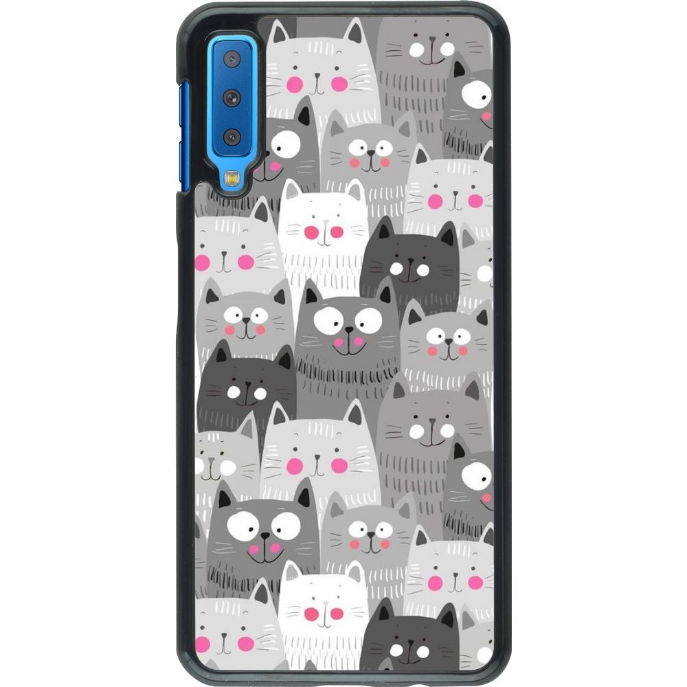 Coque Samsung Galaxy A7 - Chats gris troupeau