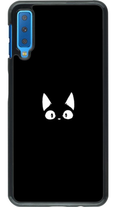 Coque Samsung Galaxy A7 - Funny cat on black