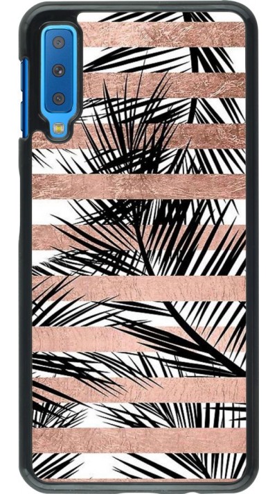 Coque Samsung Galaxy A7 - Palm trees gold stripes