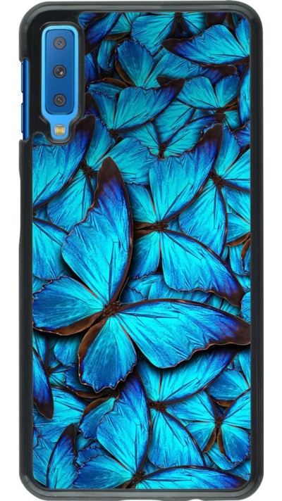 Coque Samsung Galaxy A7 - Papillon - Bleu