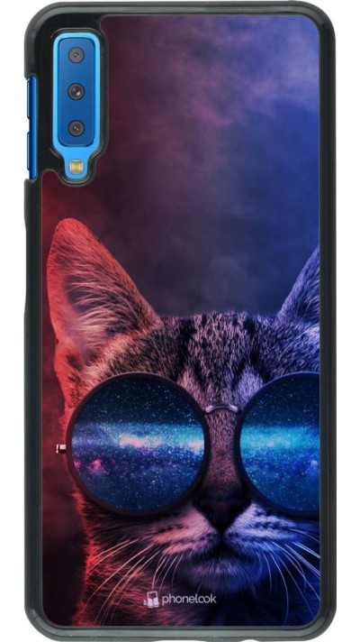 Coque Samsung Galaxy A7 - Red Blue Cat Glasses