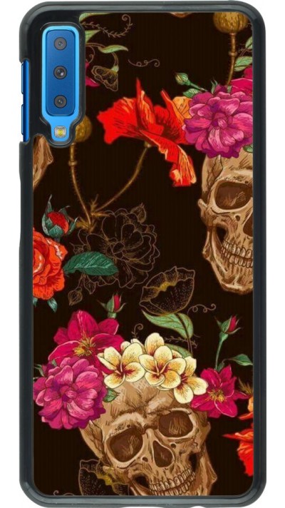 Hülle Samsung Galaxy A7 - Skulls and flowers