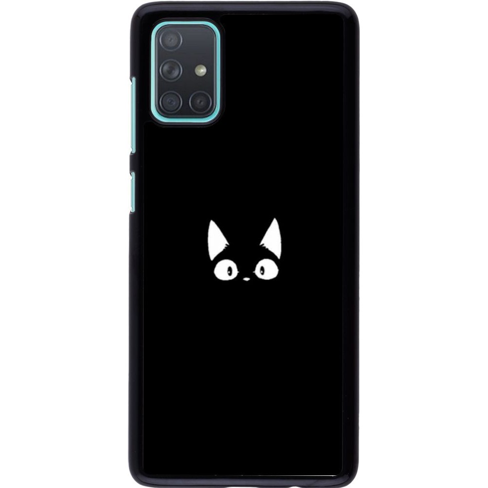 Coque Samsung Galaxy A71 - Funny cat on black