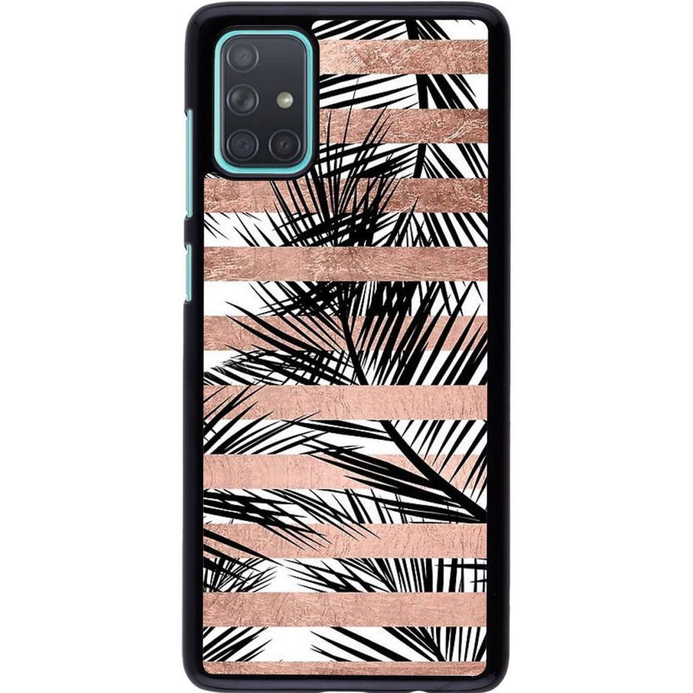Coque Samsung Galaxy A71 - Palm trees gold stripes